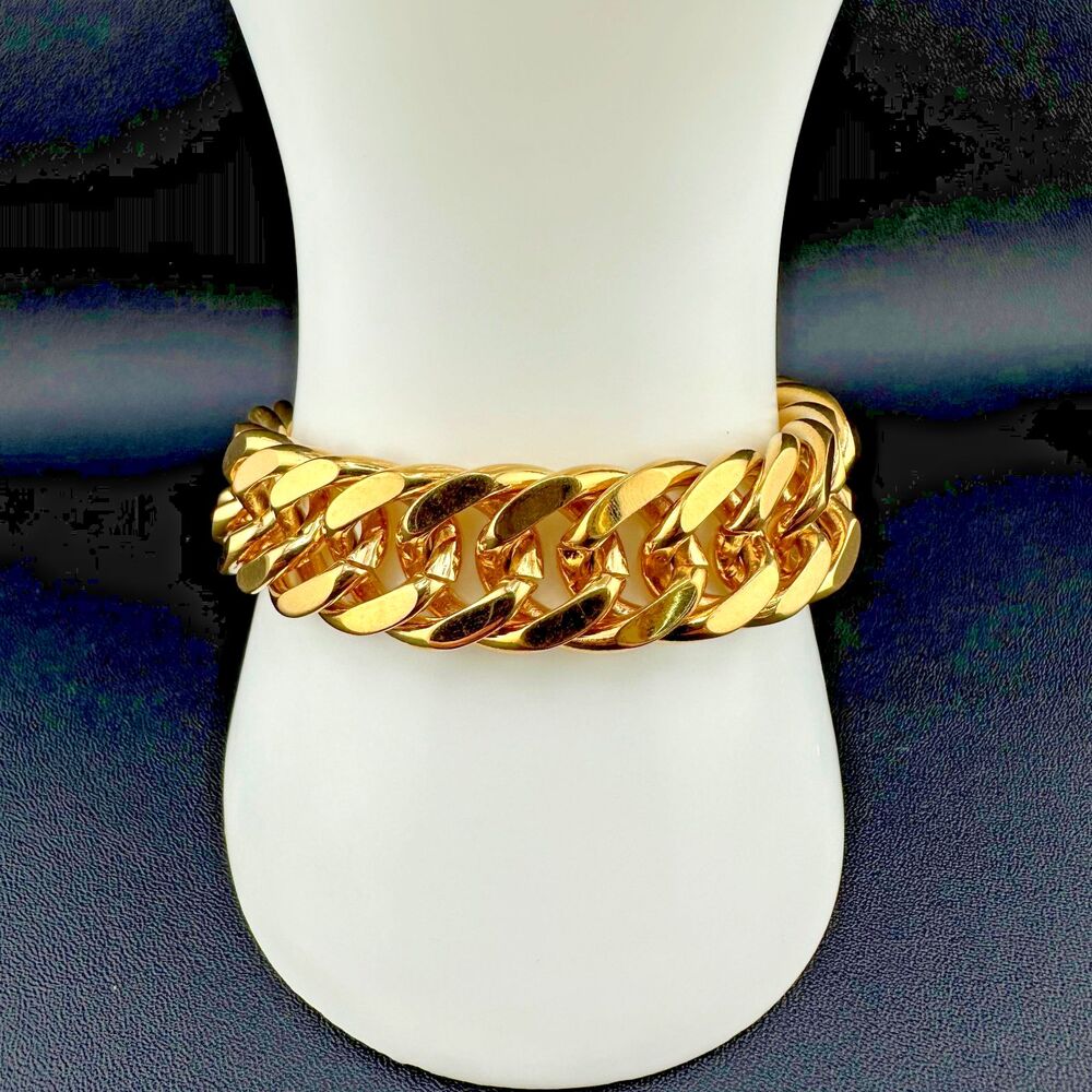 Vintage Napier Bracelet Gold Tone Chunky Link Mid Century Statement Heavy 6.75"